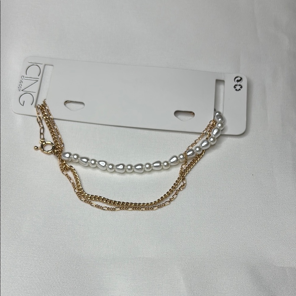 Icing Gold and Faux Pearl Layered Necklace
